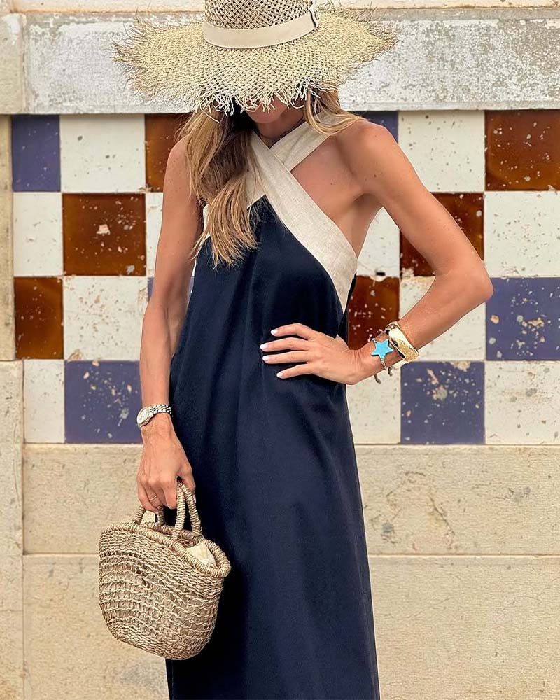 Carmen | Elegant Backless Dress with Fashionable Cross Neck