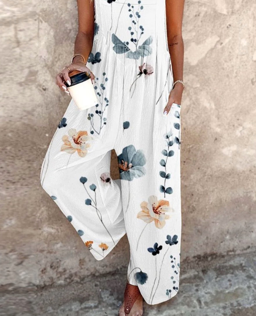 Fiona - Floral Print Overalls
