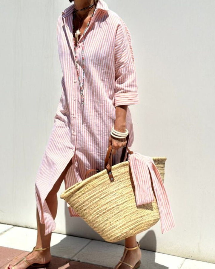 COLEN - Classic Striped Lace-Up Dress