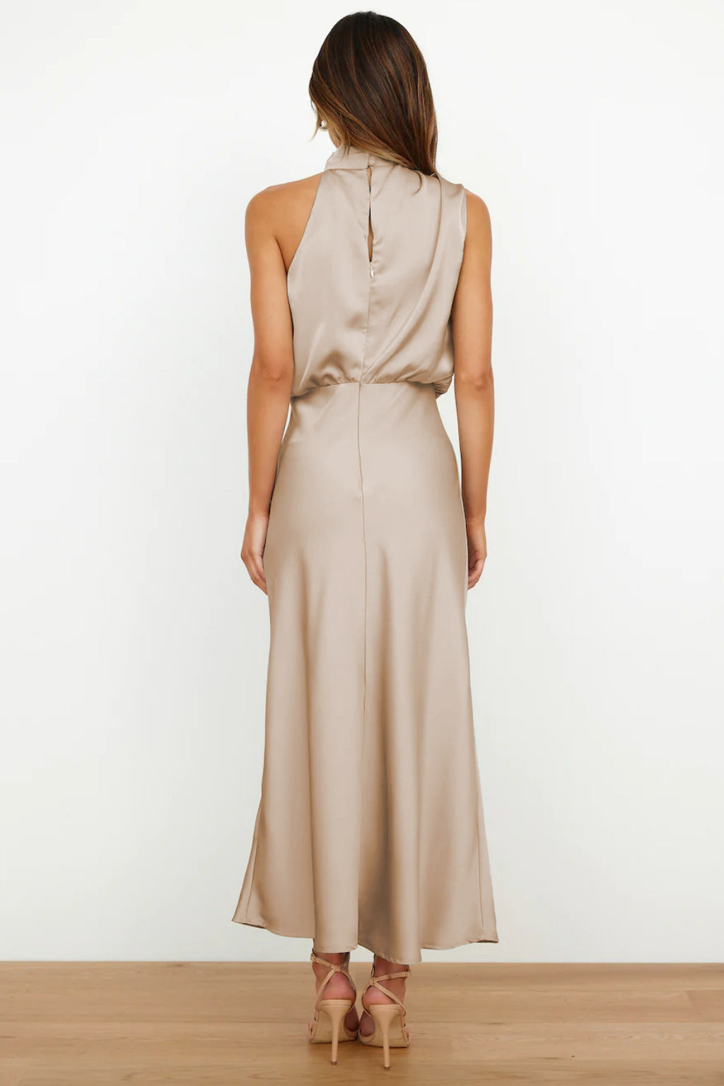 Carlina | Long satin halter dress
