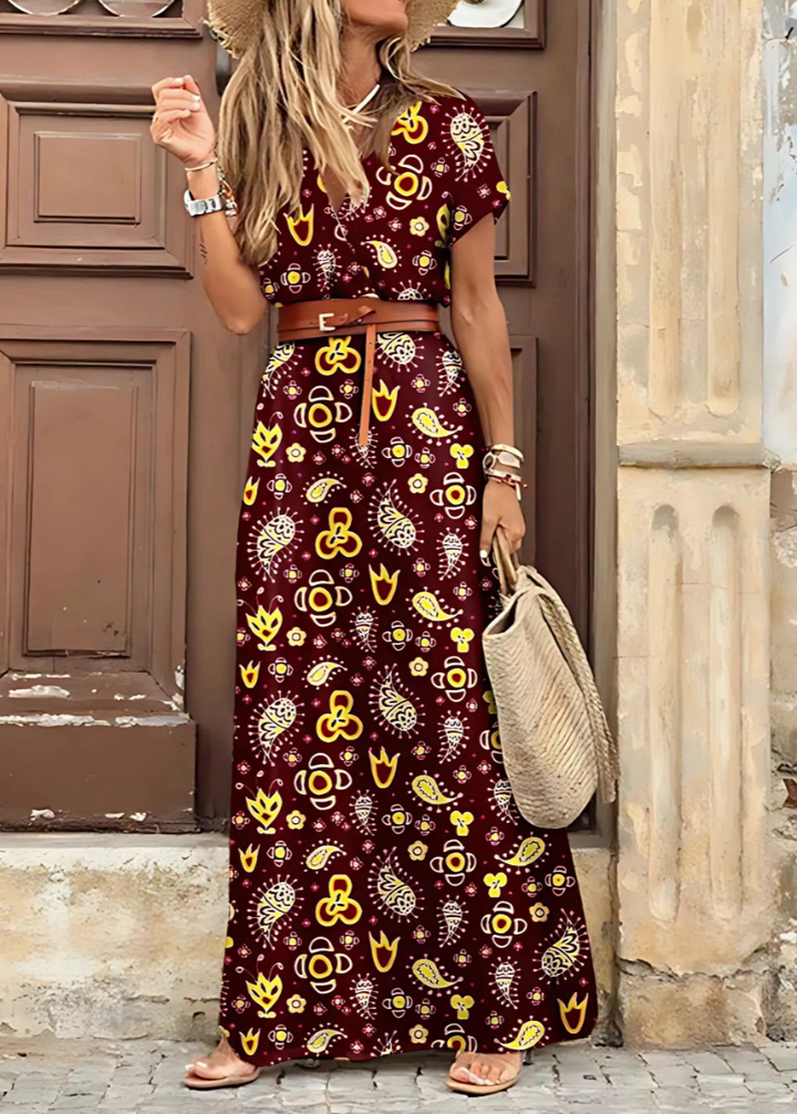 Clair - Bohemian Dress with Pleated Waist