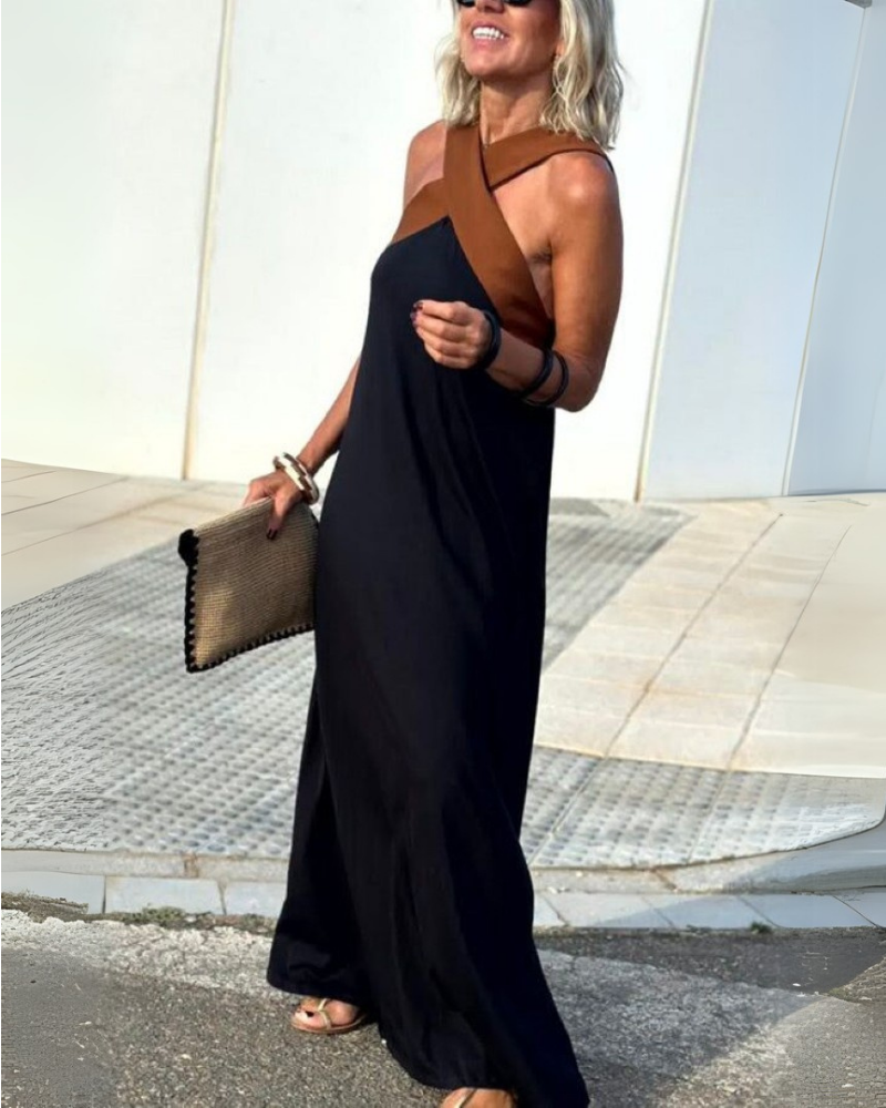 Carmen | Elegant Backless Dress with Fashionable Cross Neck