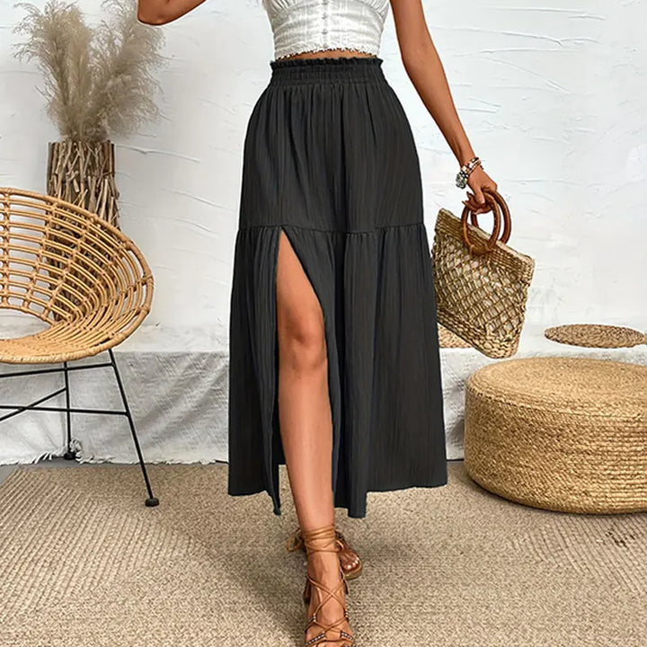 Slit Bohemian Midi Skirt