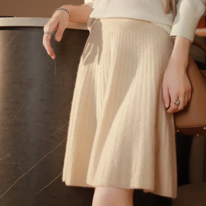 Knitted Brushed Wool Skirt