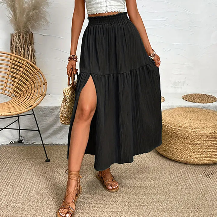 Slit Bohemian Midi Skirt