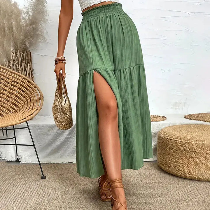 Slit Bohemian Midi Skirt