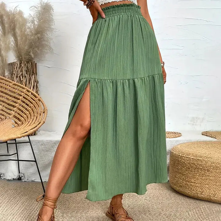 Slit Bohemian Midi Skirt