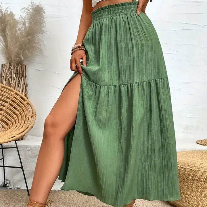 Slit Bohemian Midi Skirt
