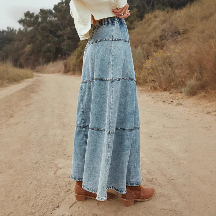 Boho Maxi Denim Skirt