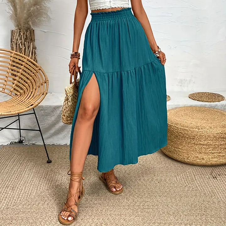Slit Bohemian Midi Skirt