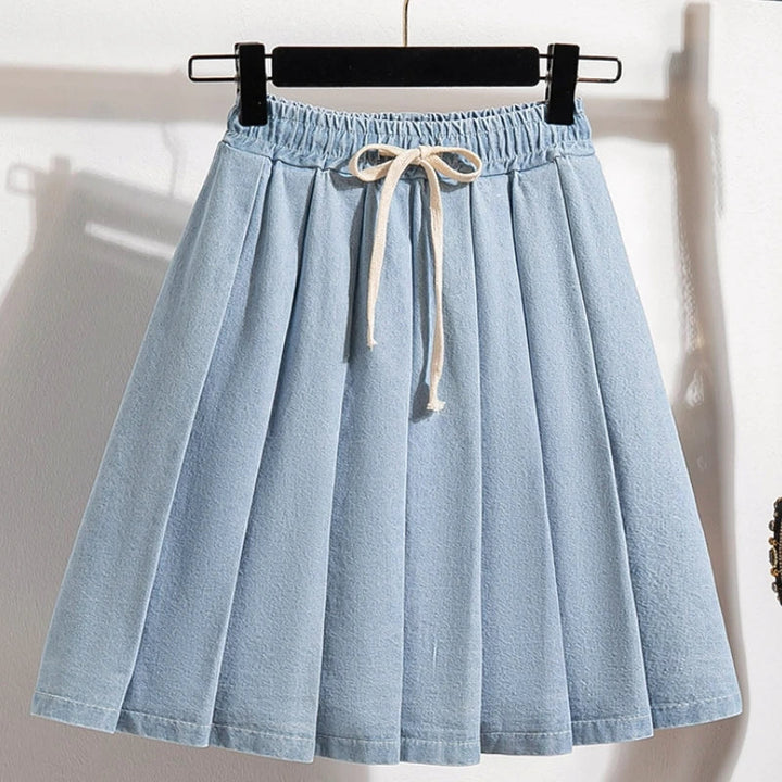 Pleated Denim Skirt