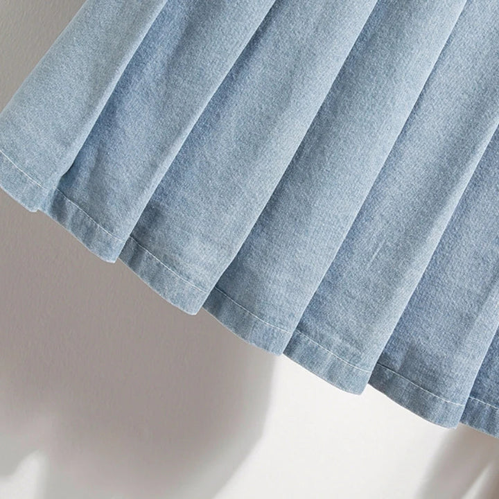Pleated Denim Skirt