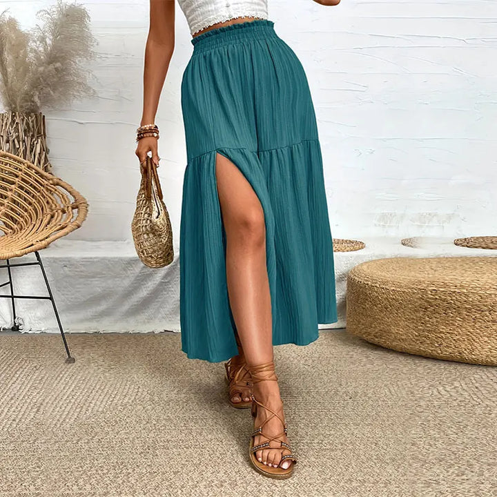 Slit Bohemian Midi Skirt