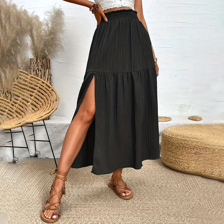Slit Bohemian Midi Skirt