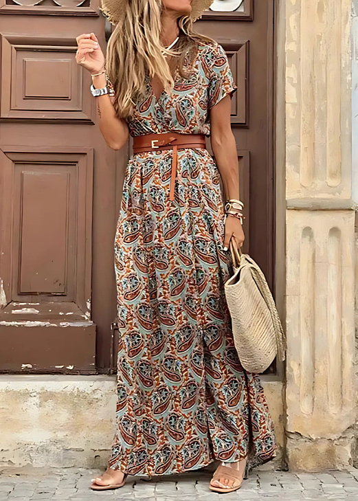 Clair - Bohemian Dress with Pleated Waist