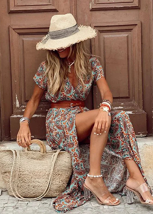 Clair - Bohemian Dress with Pleated Waist